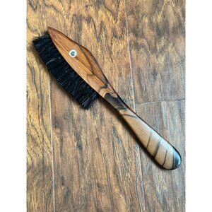 Vintage 1940s Handcrafted Wooden Fish Shoe Horn clothes Brush Black Bristles
